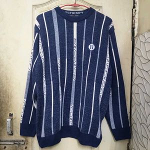 Striped Knit blue christmas Sweater