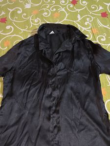 Silky Black Button-Down
