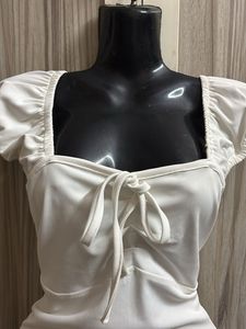 Cute White Tie-Front Top