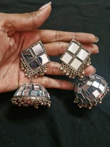 Mirror Jhumka Earrings