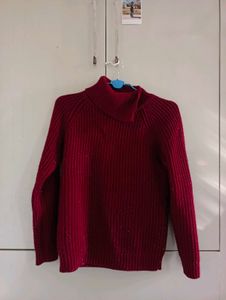 Burgundy Knit Turtleneck Sweater