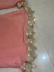 Elegant Peach Kurta Palazzo Set