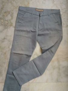 Mens Grey Formal Cotton Pant