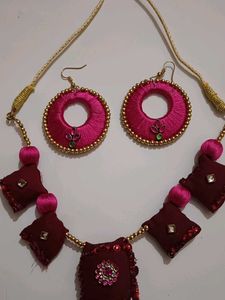 Handmade Pink &amp; Burgundy Jewelry Set