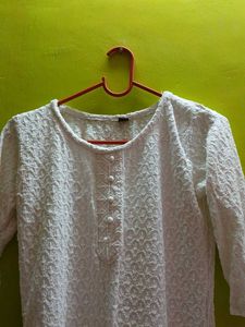 Elegant White Cotton Kurta