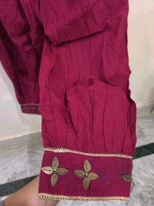 Maroon patiala with beads detailing