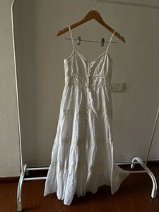 MANGO Frill Cotton Maxi Dress