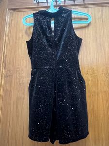 Black Sparkly Velvet Playsuit