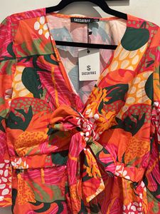 Sassafras Floral Front Tie Know Jumpsuit