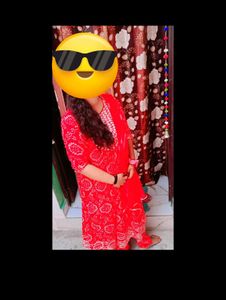 Red Printed Kurta Set