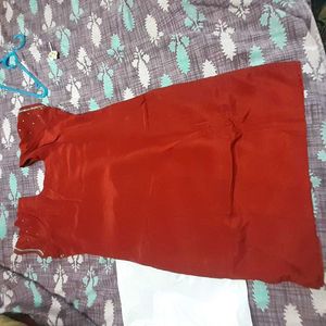 Red Embellished Kurta Set