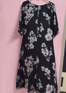 Floral Print Black Kurti