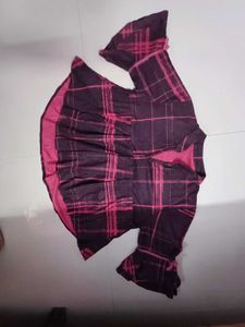 Pink Plaid Peplum Top