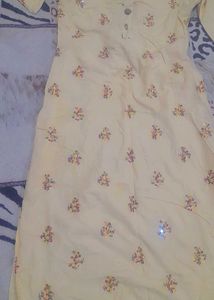 Light Yellow Embroidered Kurti