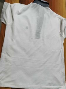 Indian Men White Printed Collat Cotton Polo Tshirt