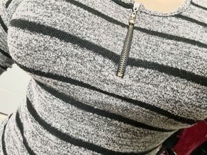 Striped Top with Zipper Detail