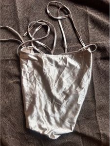 Metallic Satin tie back Top