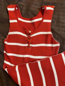 red&amp; white striped bodycon dress