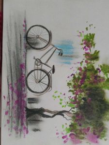 oil Pastel set of 2 Scenery Art