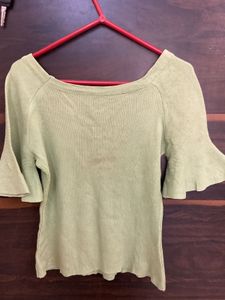 Green Flared Sleeve Top