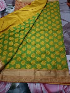 Silk Saree Printed With Red Border