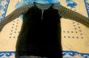 Black Tunic with Lace Sleeves