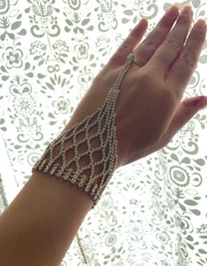 AD Diamond Hand Bracelet With Ring