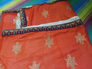 Elegant Orange Saree with Blouse