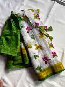 Cotton Saree With Stitch Blouse