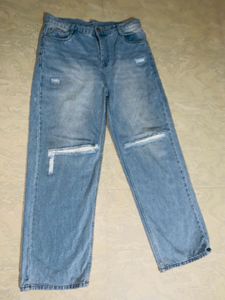 Distressed Wide Leg Jeans(patch work jeans)