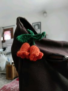 Orange Crochet Lily Of The Valley Keychain