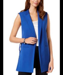 Nine West Blue Front Open Vest