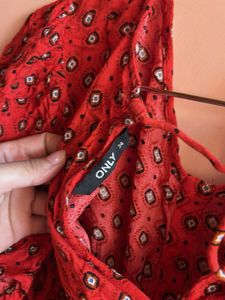 Red Floral Print Top