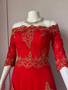 Red Premium Off Shoulder Gown