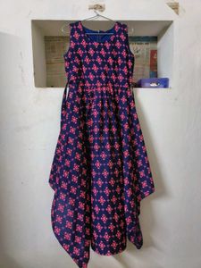 Asymmetrical Hem Print Dress