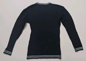 Academia Y2K Ribbed full sleeve V-neck sweater