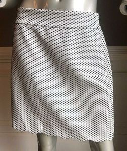 🤍 🖤LOFT Black Thred Spot White Skirt