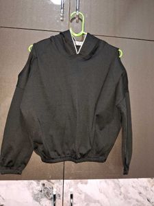 🎊🎆🎄🎉Sale Black Hoodie shoulder cut