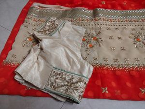 Embroidered net saree with blouse