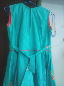 Aqua Dress with Floral Detail
