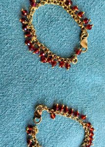 Red &amp; Gold anklets Set For Baby