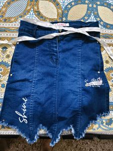Party Wear Cut Style Denim Skirt For 7-8 Year Girl