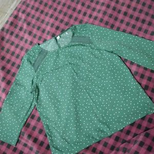 Green Polka Dot Blouse