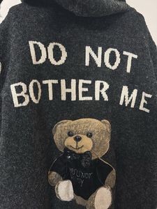 Cozy Grey Cardigan with Teddy Bear