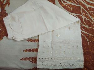 White Mirror-Embellished Palazzos