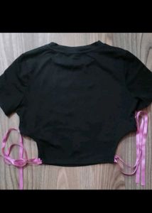 Black Graphic Crop Top