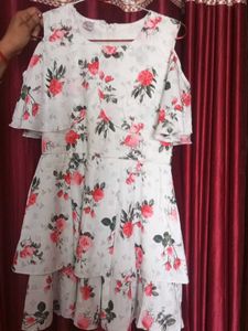 Floral Print Cold Shoulder Dress