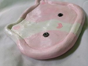 cute clay cat Trinket dish handmade jewellery tray