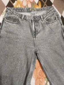 Wide Leg Grey Denim Jeans