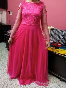Pink Cold Shoulder Gown